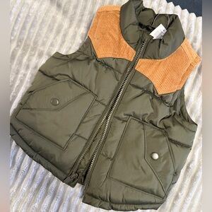 Old Navy Olive and Tan Kids Puffer Vest